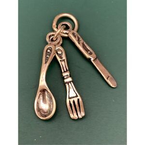 Fork Knife Spoon Silverware Sterling Silver Jewelry Charm